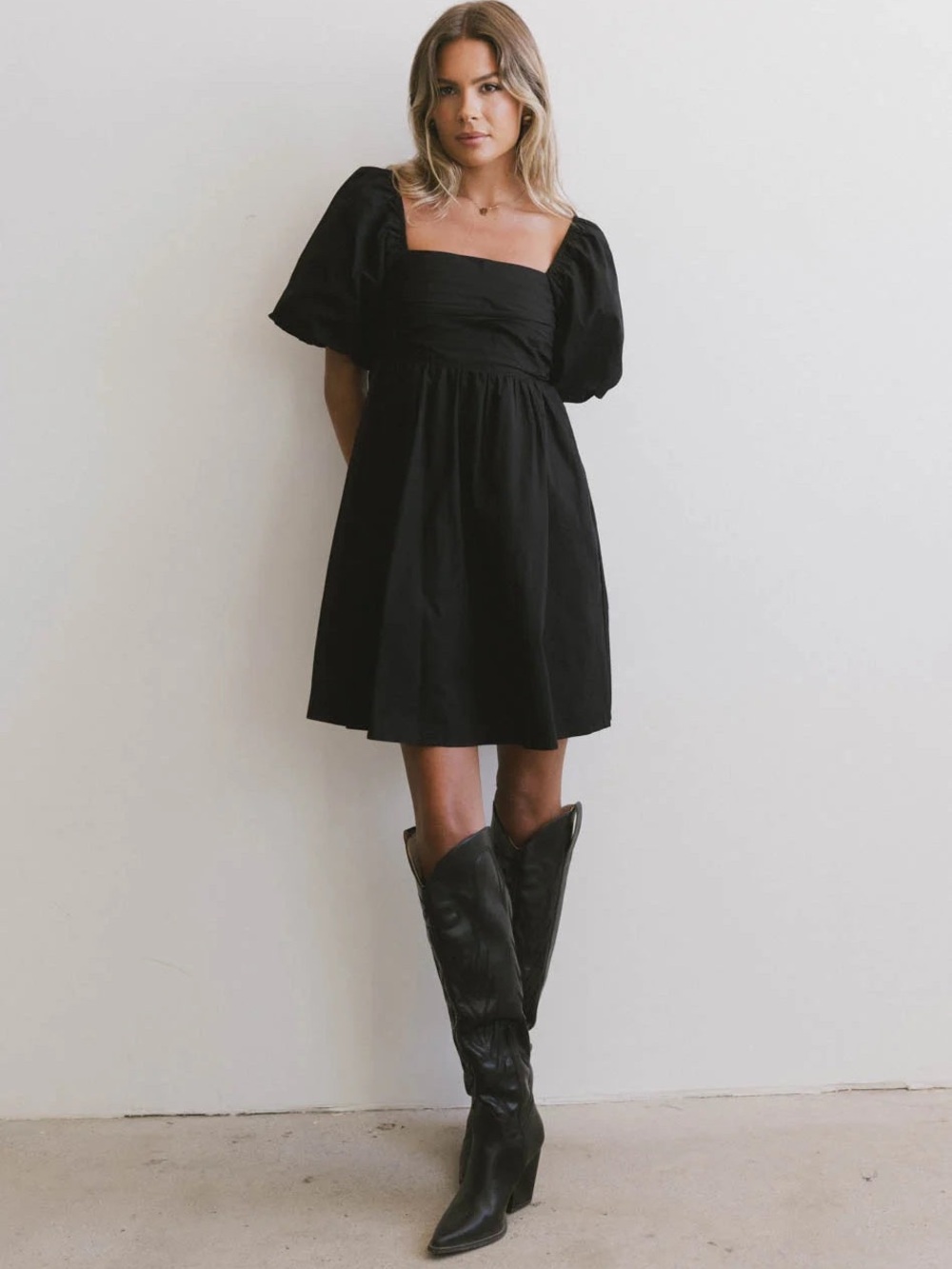 Böhme Pleated Mini Dress Black